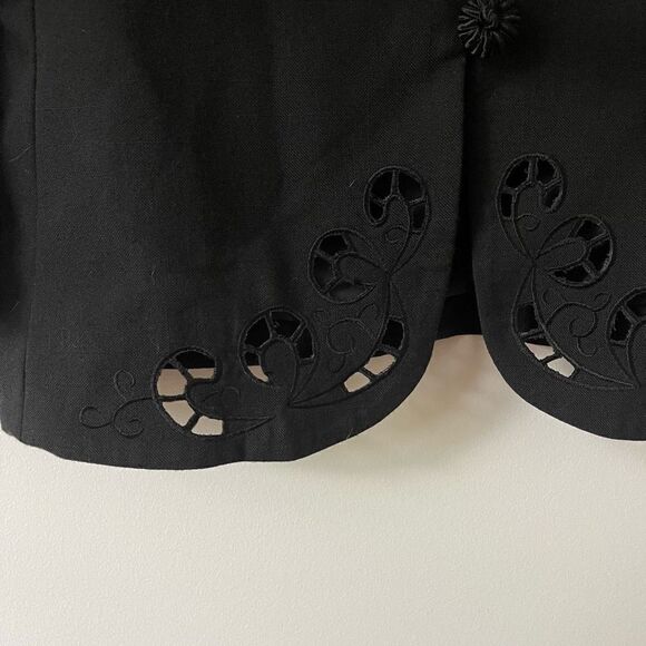 Executive Collection Women's Button-Front Eyelet Accent Black Long Sleeve Size L - Picture 5 of 7